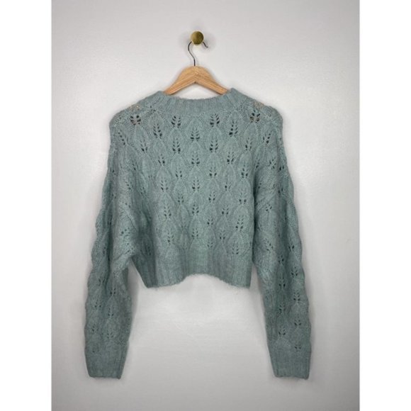 Topshop Blue Stitch Cropped Knitted Women's Pullover Sweater Size: Medium NWOT - Picture 6 of 6